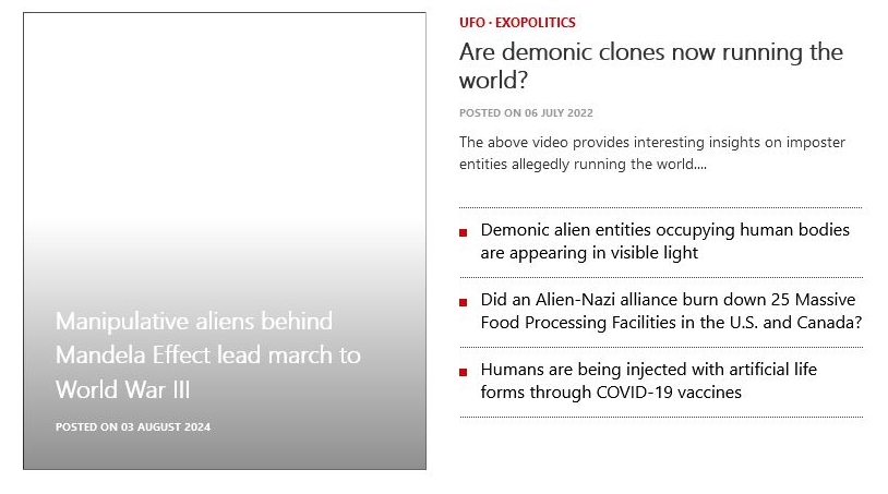 Screencap from article callout "Are demonic clones now running the world?"